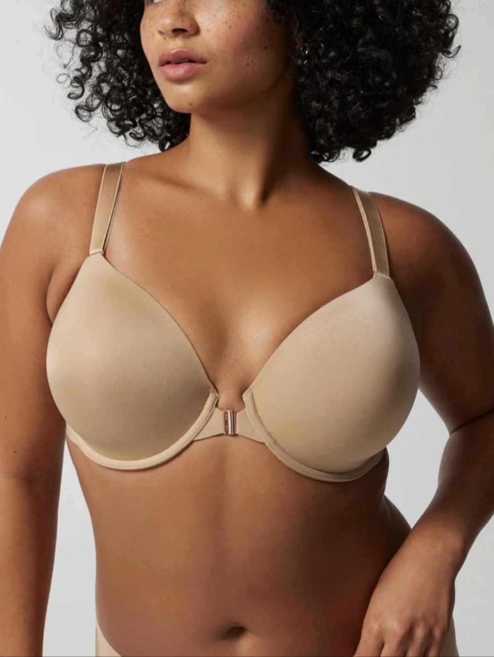 Soma Vanishing 360 Bra Size 34DDD Front Closure Beige Nude